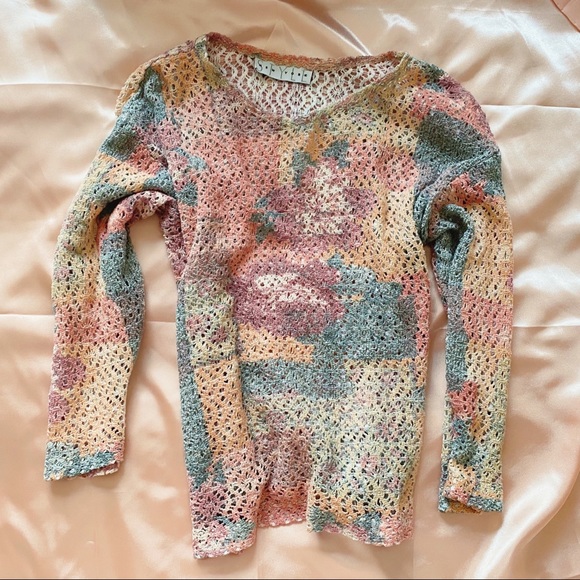 NY Style Lace Colorful Sweater Top - Picture 2 of 5